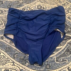 Crown & Ivy Blue Ruched High waisted swim Bottom XL